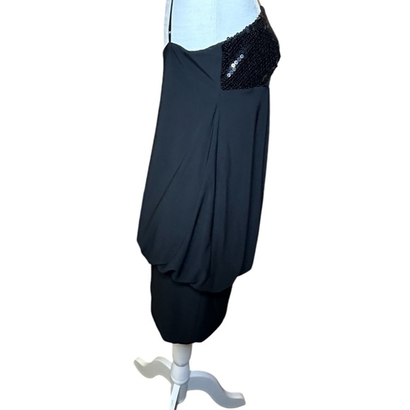 Black Sequin spaghetti strap Cocktail or formal dance mini‎ skirt Dress, sz 9/10 - Picture 3 of 10